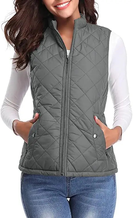 Women's Lightweight High Collar Padded Gilet for Winter