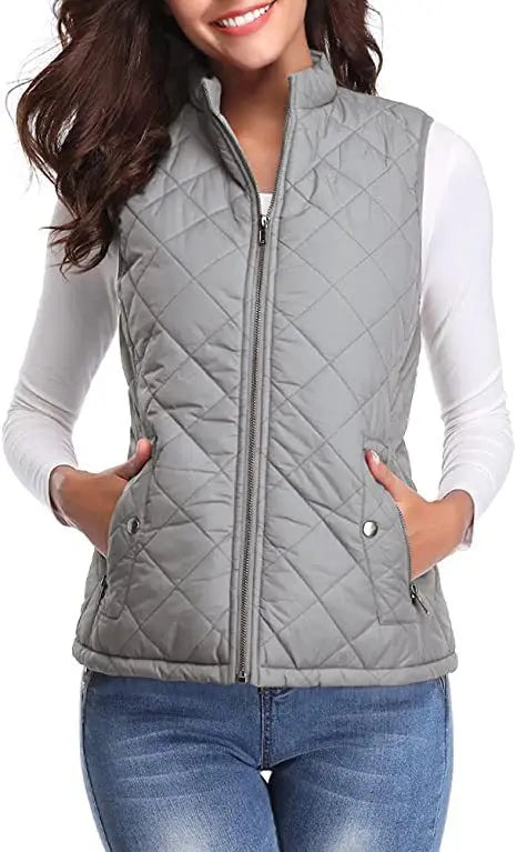 Women's Lightweight High Collar Padded Gilet for Winter