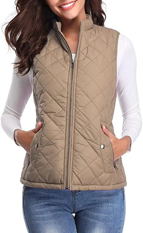Women's Lightweight High Collar Padded Gilet for Winter