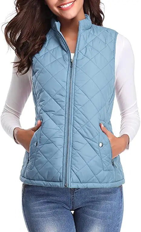 Women's Lightweight High Collar Padded Gilet for Winter