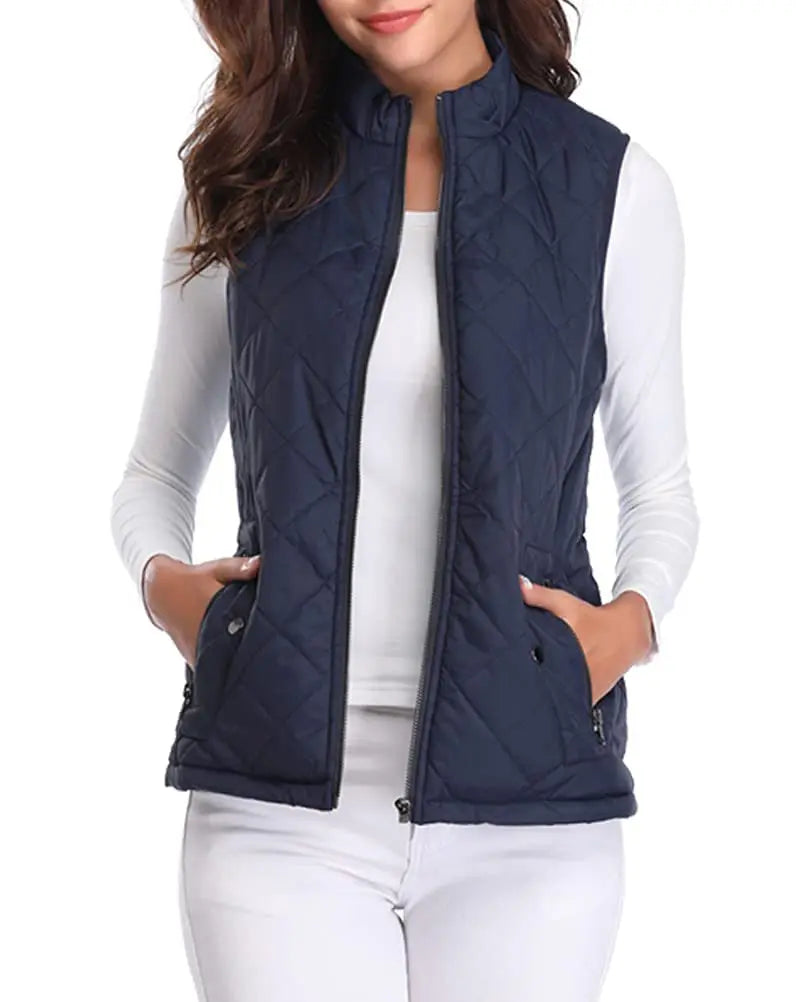 Women's Lightweight High Collar Padded Gilet for Winter