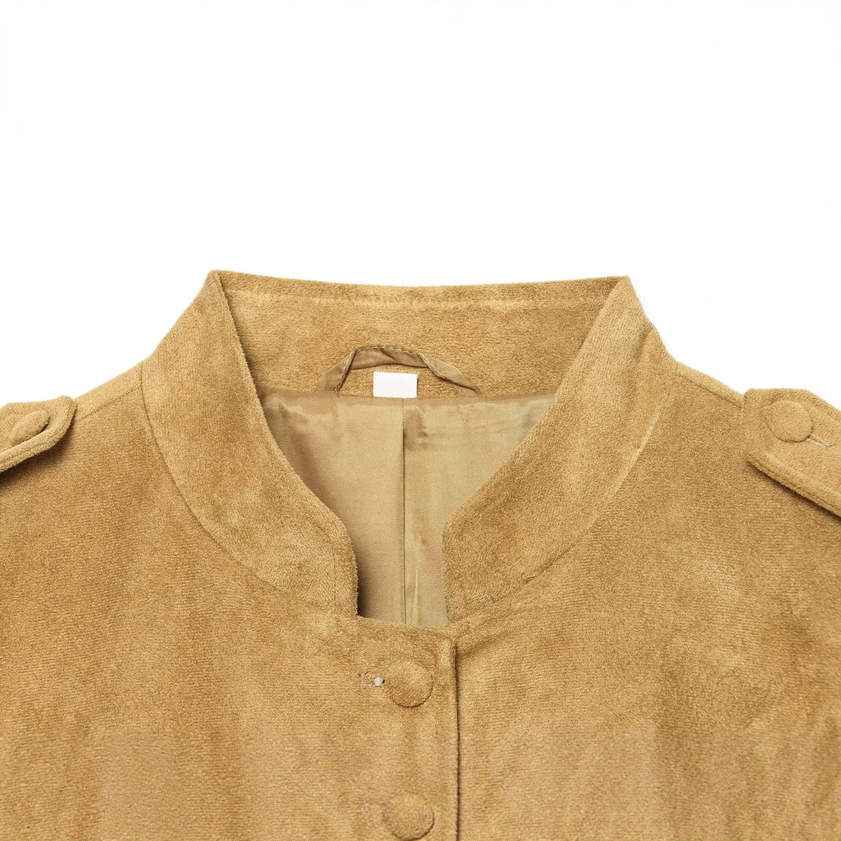 Women's High Collar Suede Jacket in Military Style
