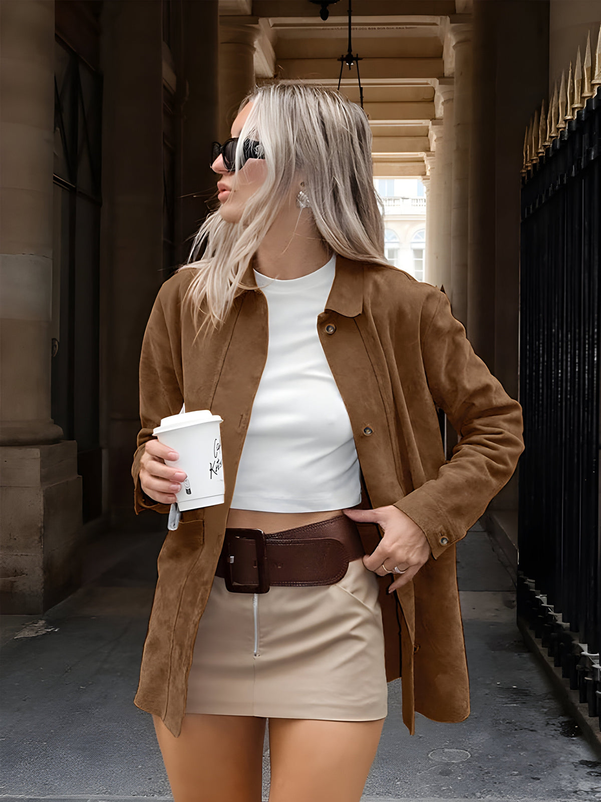 Chic Oversized Suede-Effect Jacket for Women