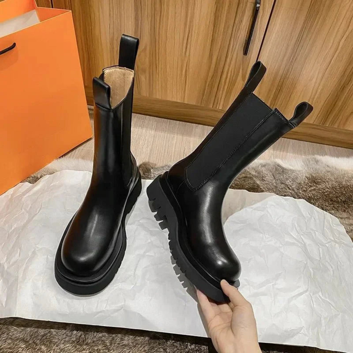 Chelsea Boots for Women with Elastic Insert and Non-Slip Soles