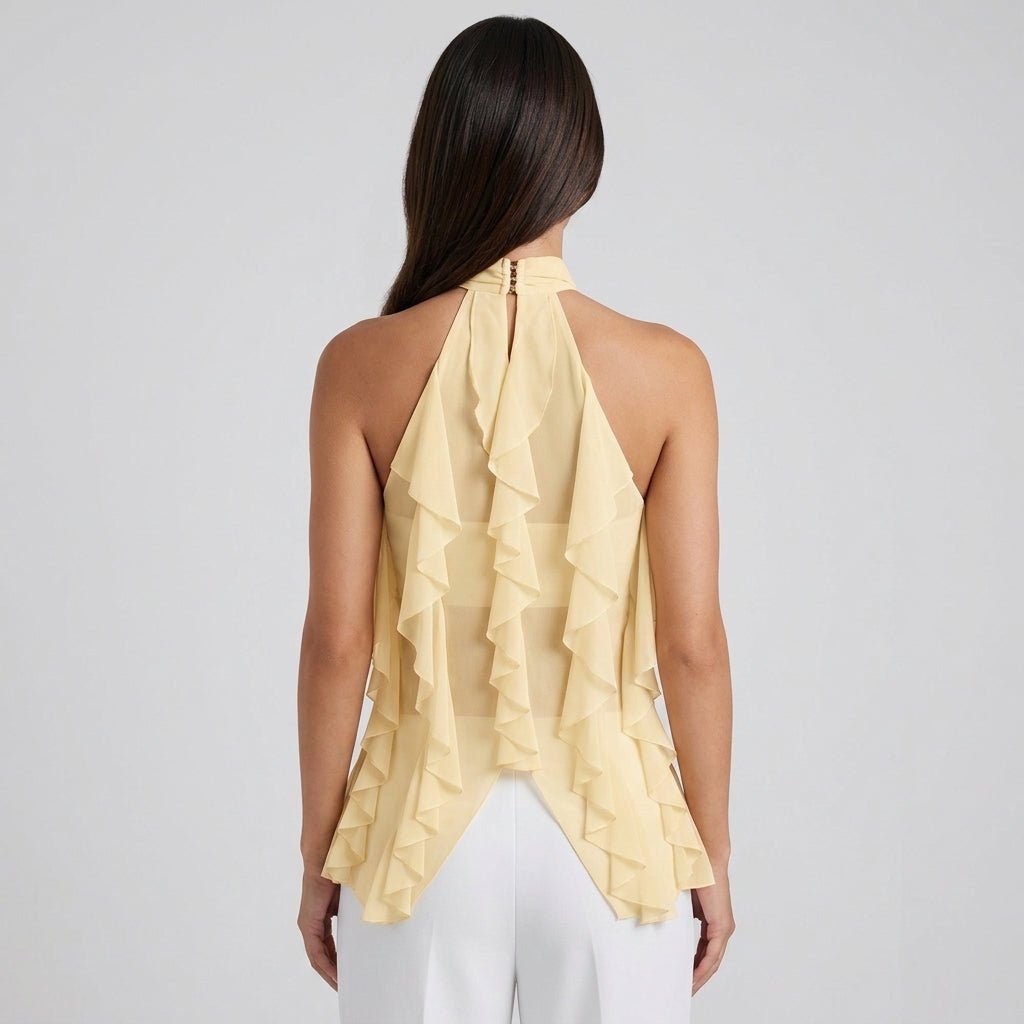 Chiffon Halter Top Ladies Ruffle Formal