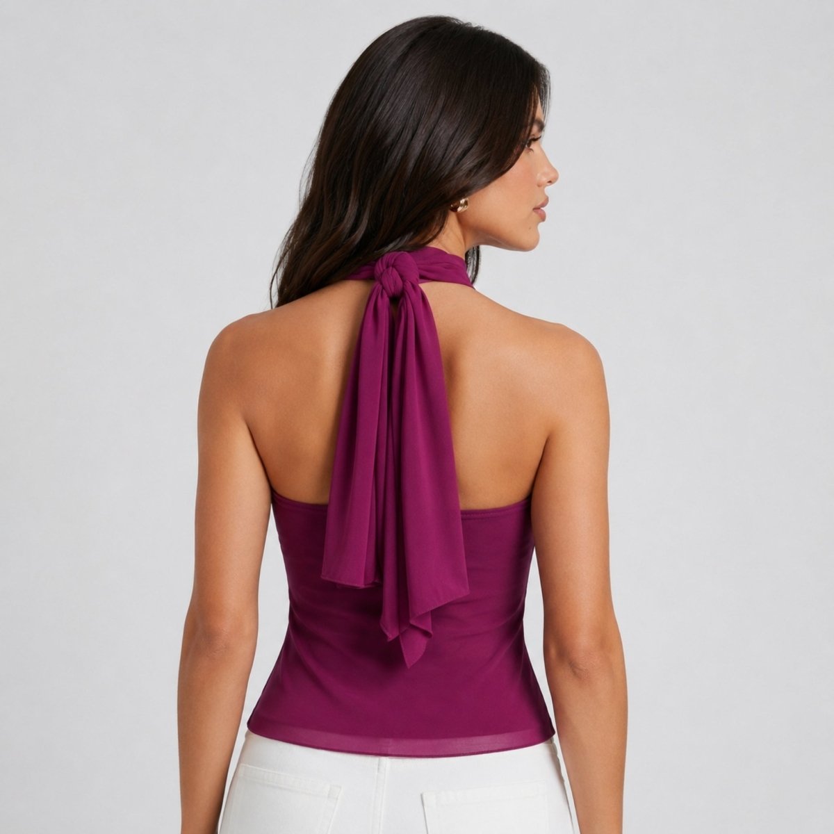 Chiffon Halter Top Ladies Ruffle Formal