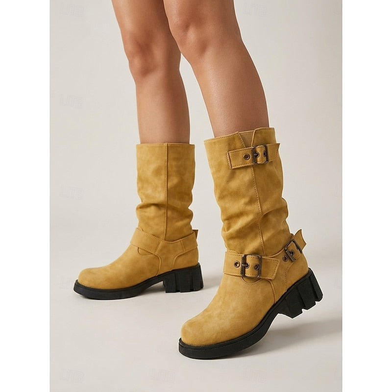 Ramona | Retro Buckle Biker Boots