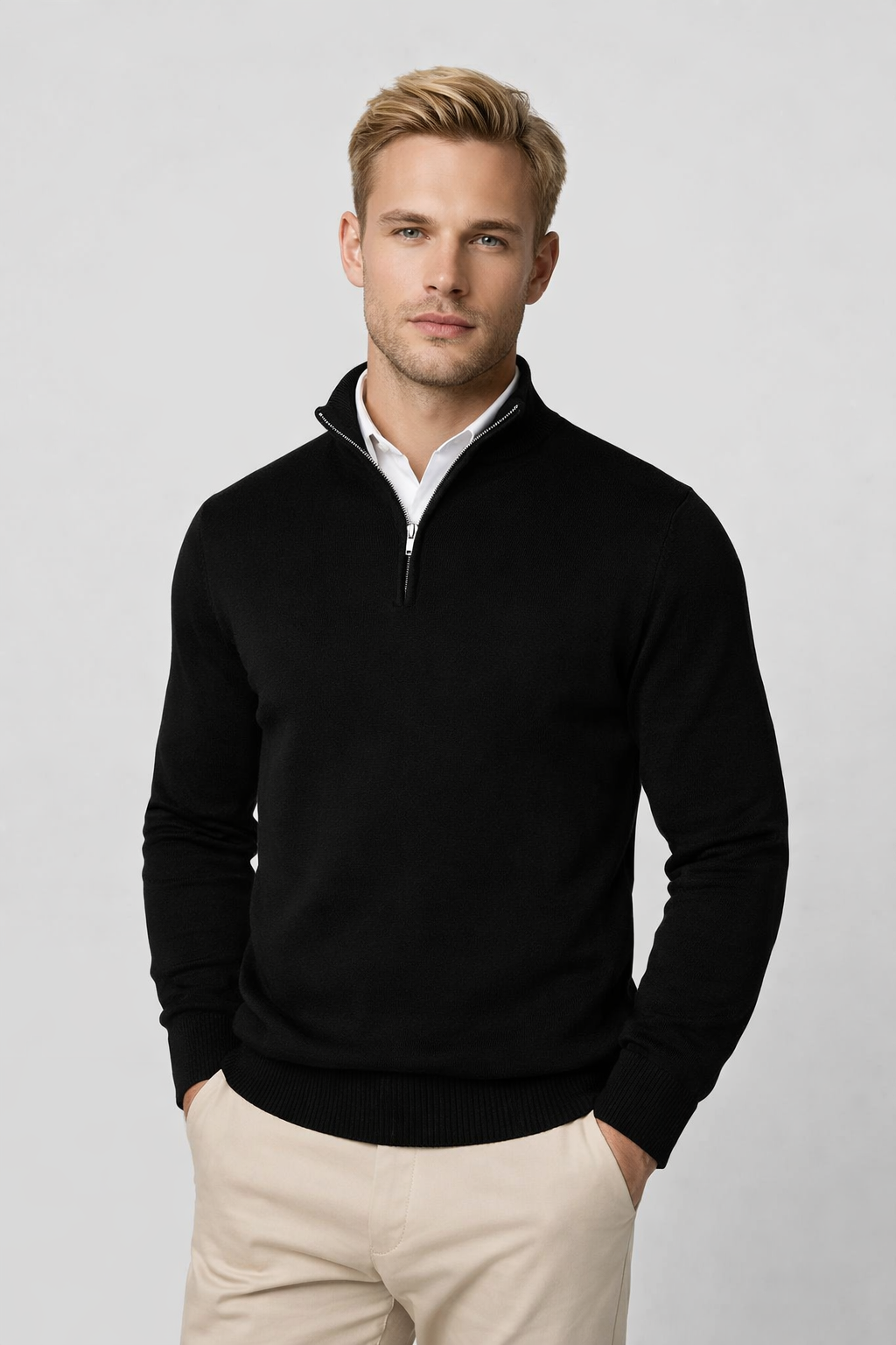 Men's High Neck Half Zip Jumper for Winter