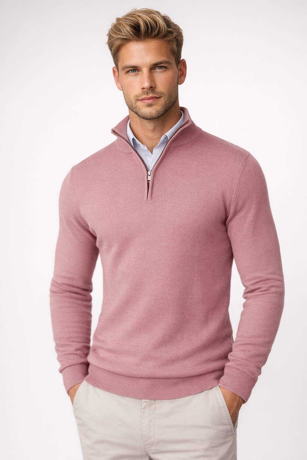 Men's High Neck Half Zip Jumper for Winter
