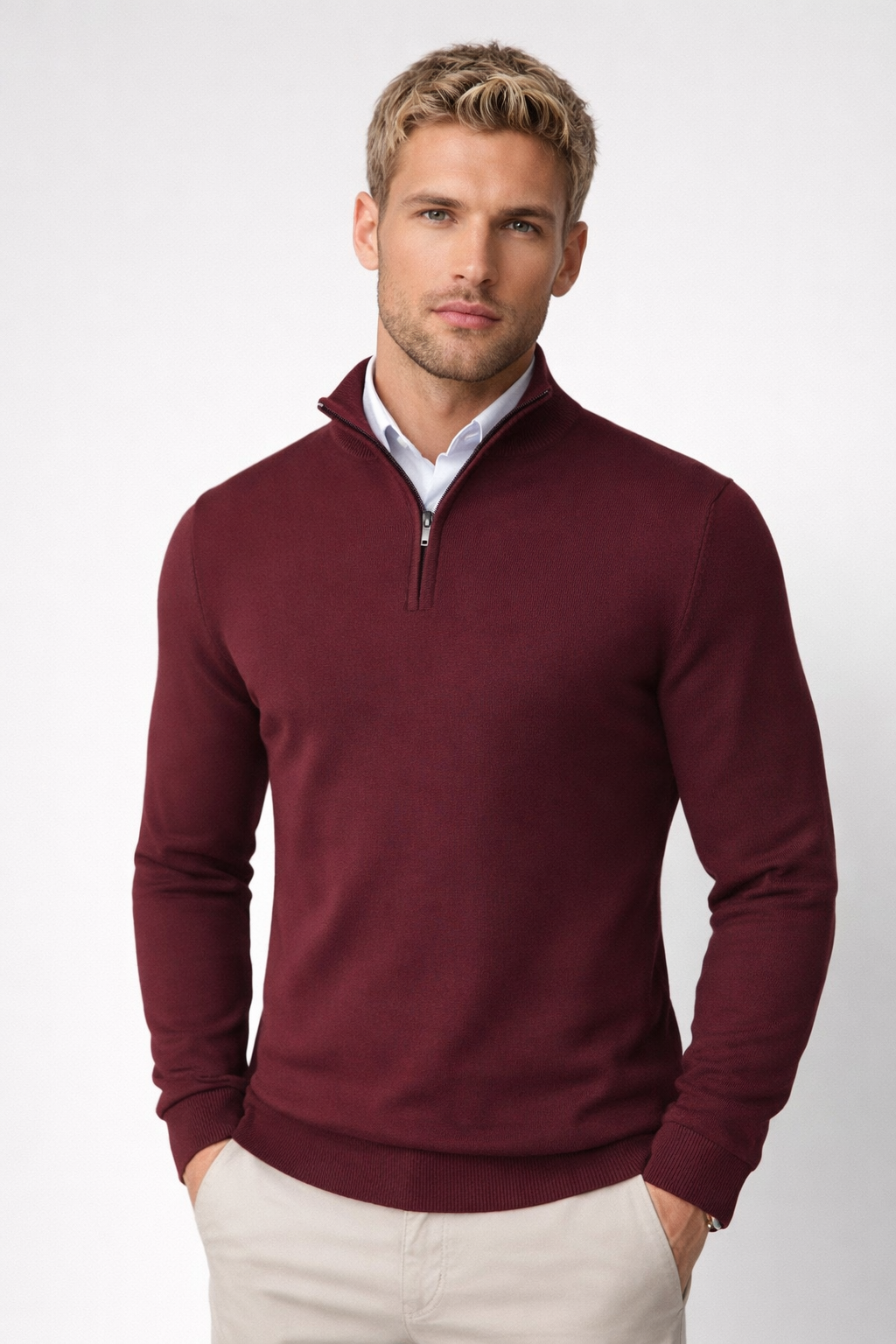 Men's High Neck Half Zip Jumper for Winter