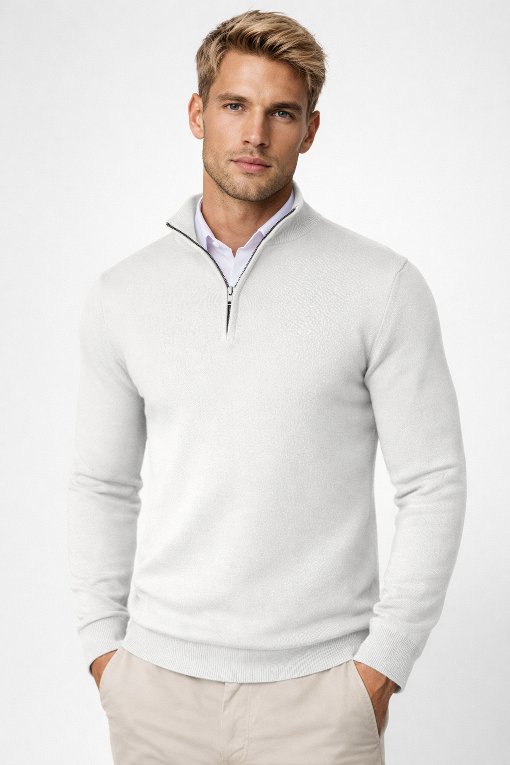 Men's High Neck Half Zip Jumper for Winter