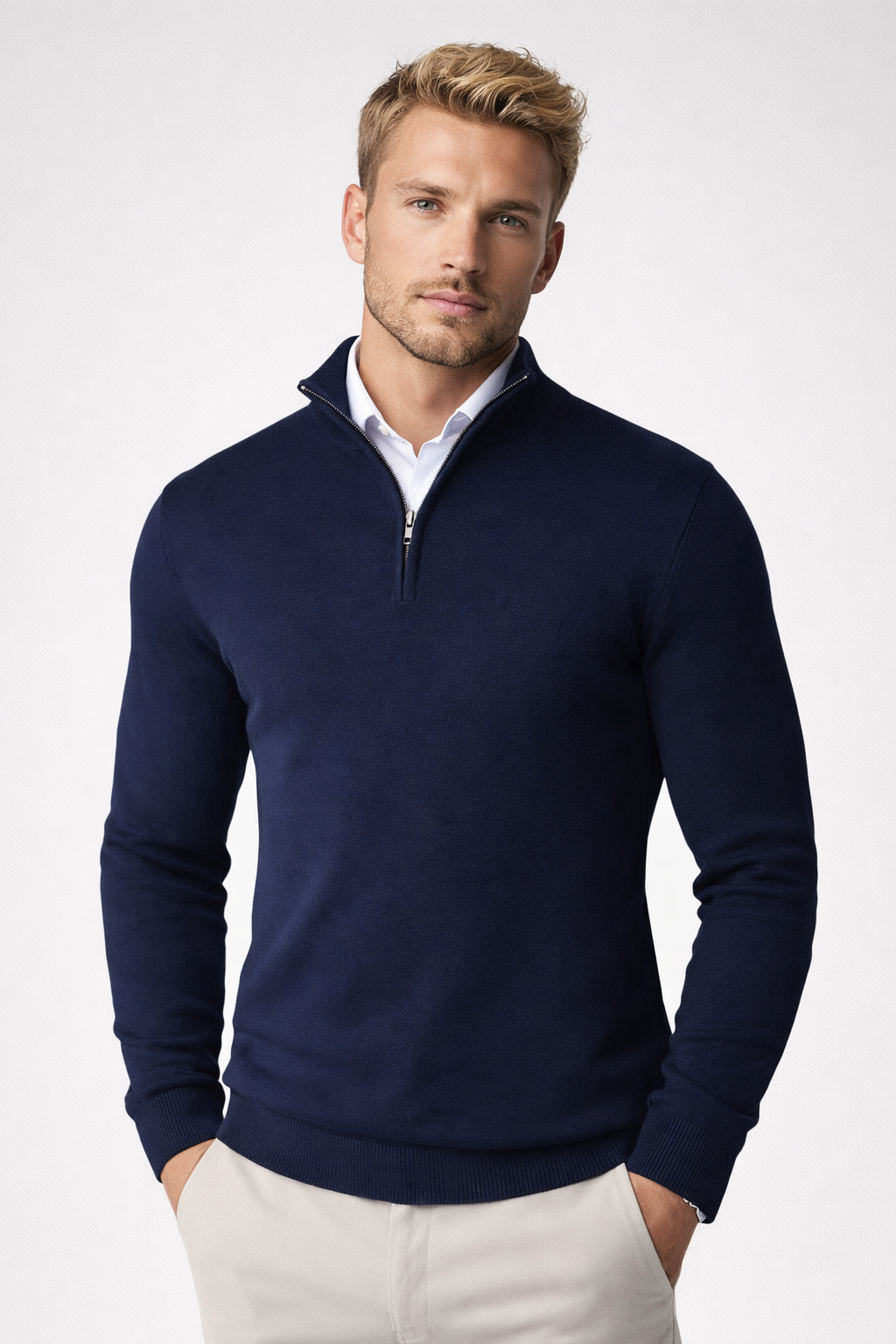 Men's High Neck Half Zip Jumper for Winter