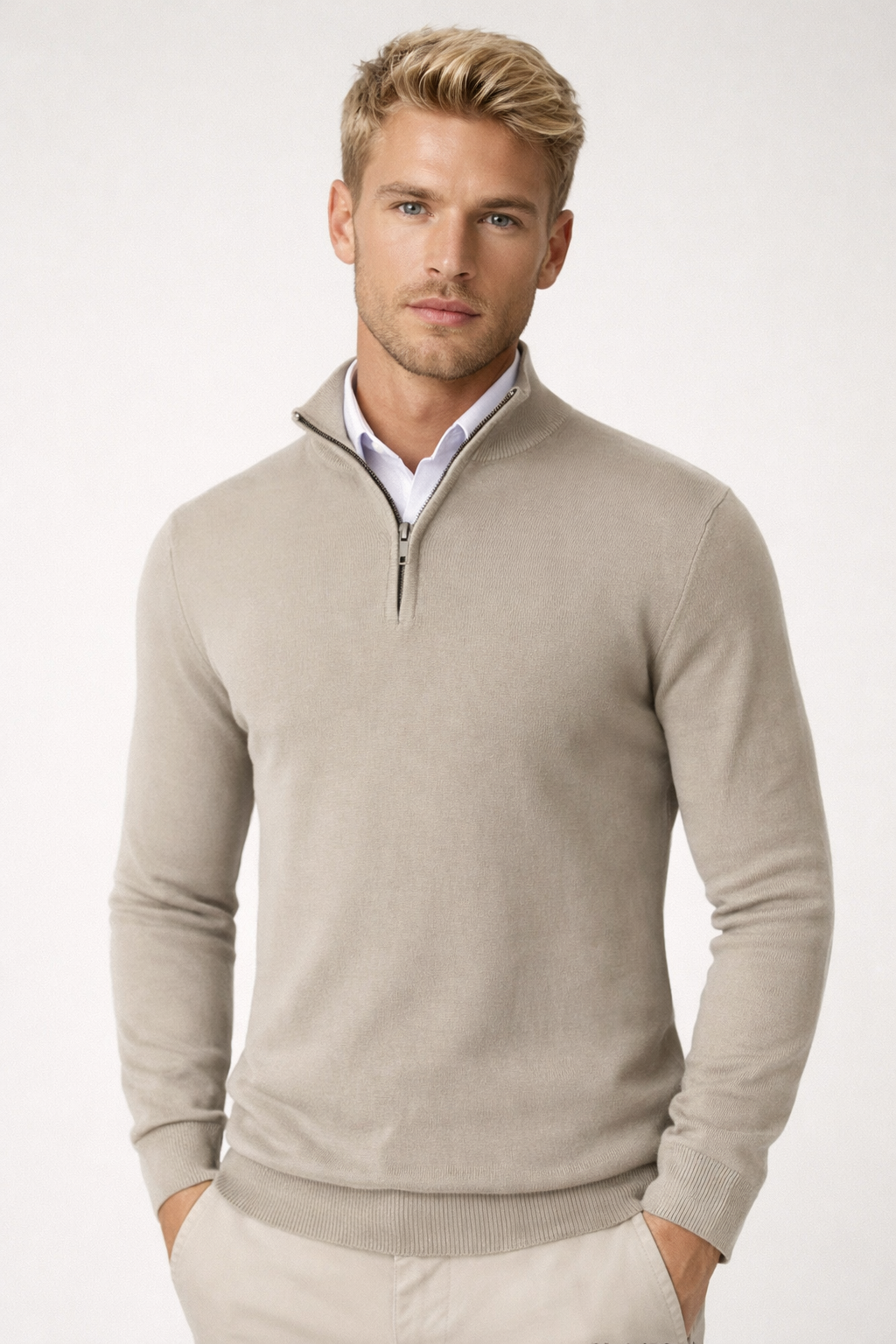 Men's High Neck Half Zip Jumper for Winter