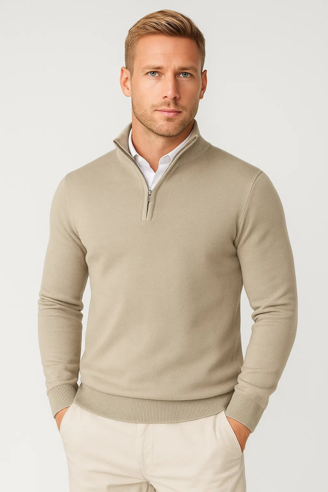 Men's High Neck Half Zip Jumper for Winter