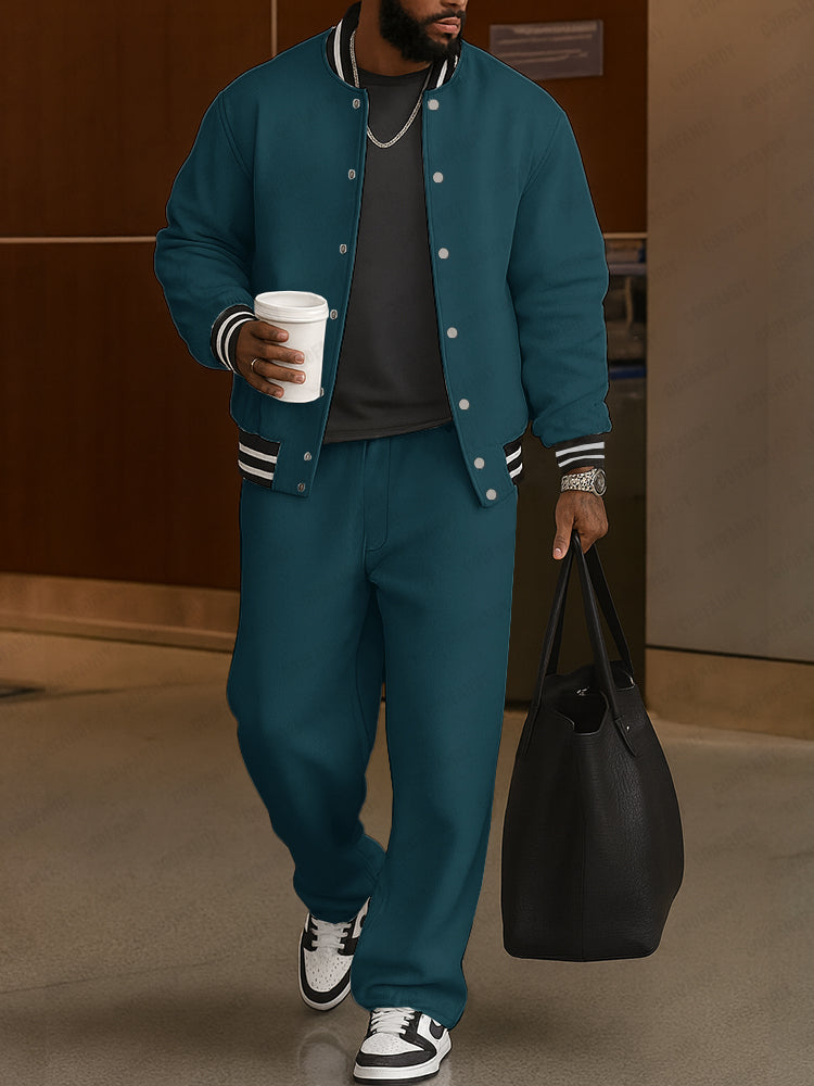 Timeless Jacket and Trousers Ensemble with Striped Accents