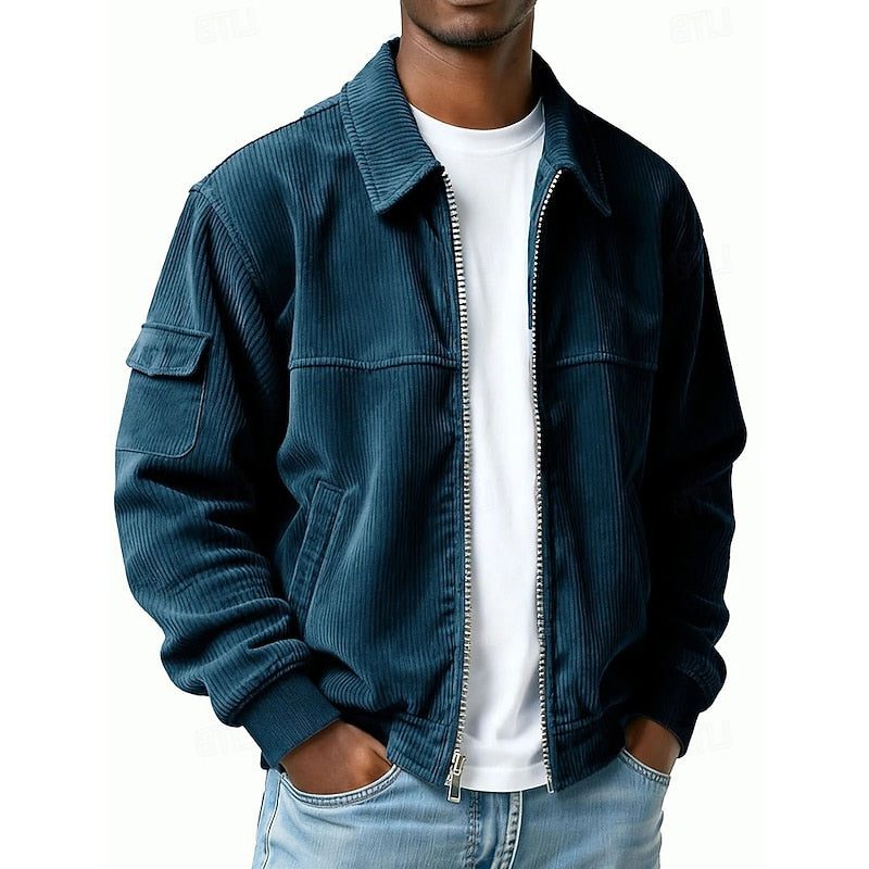 Men's Zip-Up Corduroy Blouson Jacket