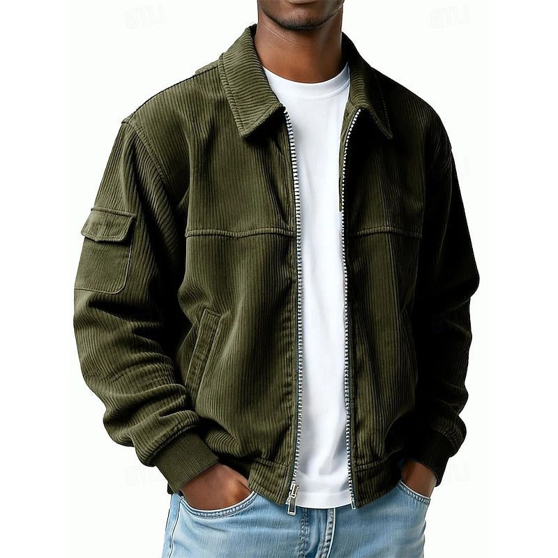 Men's Zip-Up Corduroy Blouson Jacket