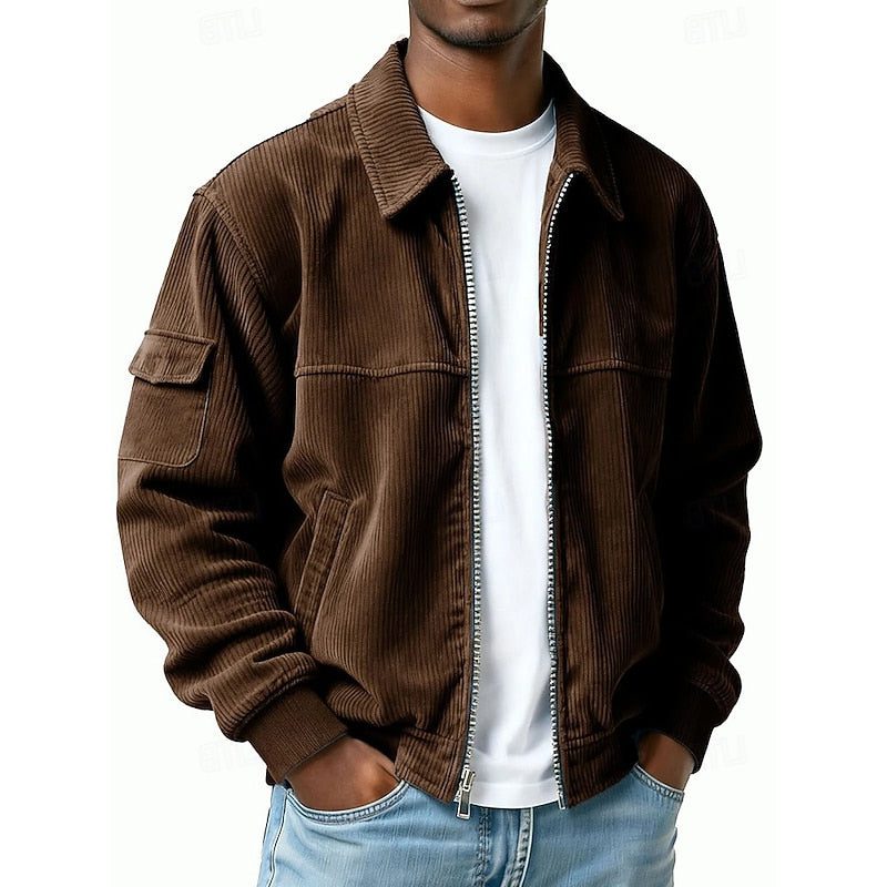Men's Zip-Up Corduroy Blouson Jacket