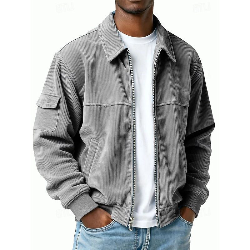 Men's Zip-Up Corduroy Blouson Jacket