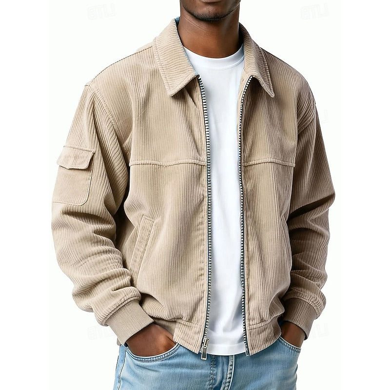 Men's Zip-Up Corduroy Blouson Jacket