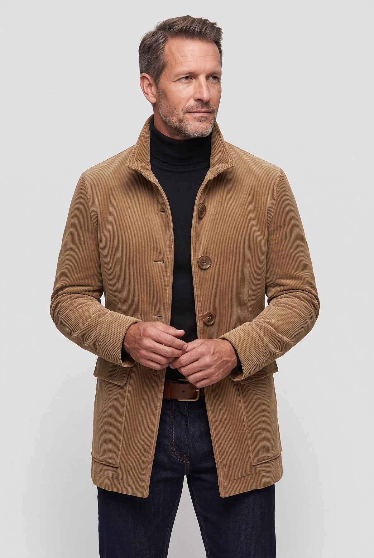 Men's Stand-Up Collar Corduroy Jacket