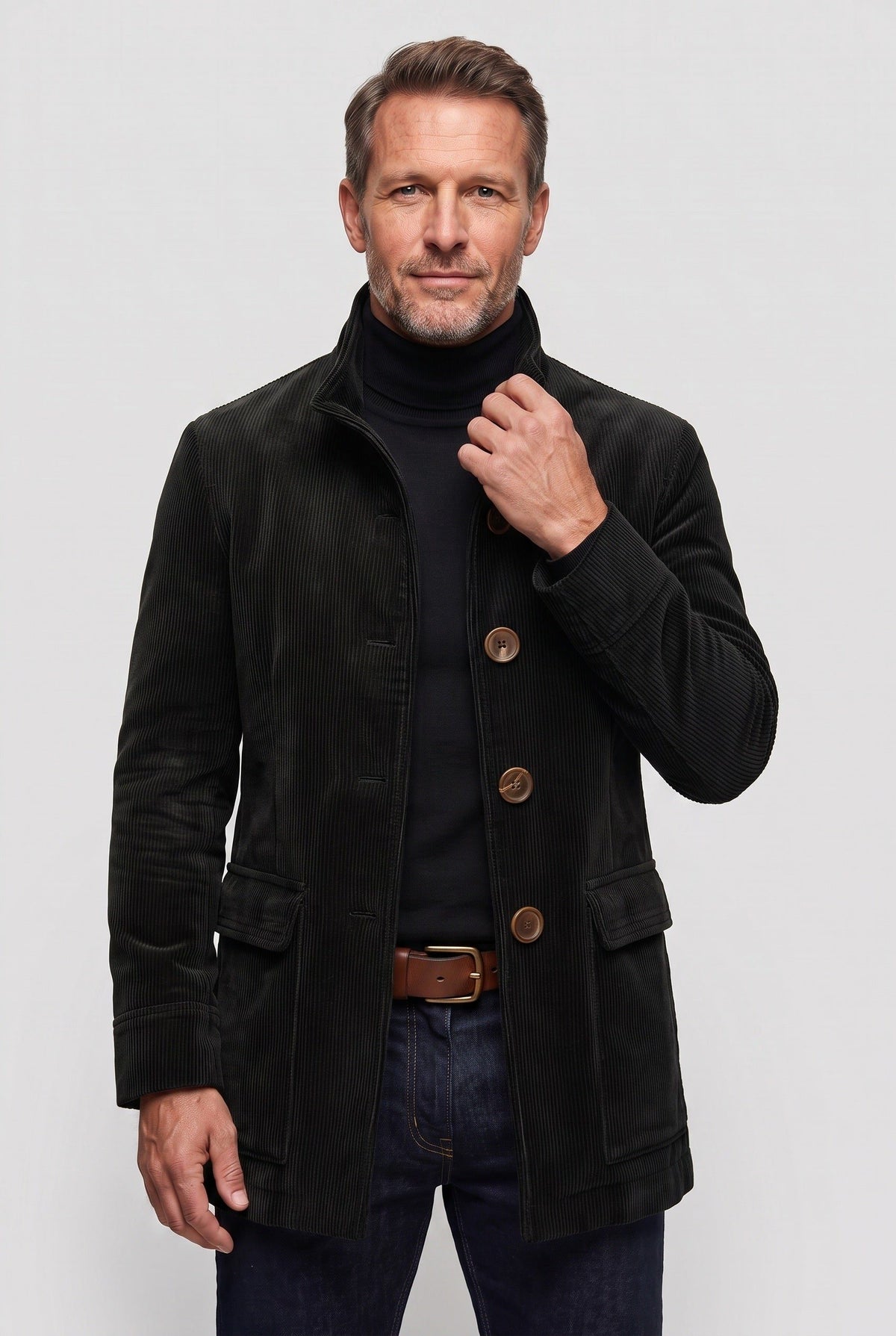 Men's Stand-Up Collar Corduroy Jacket