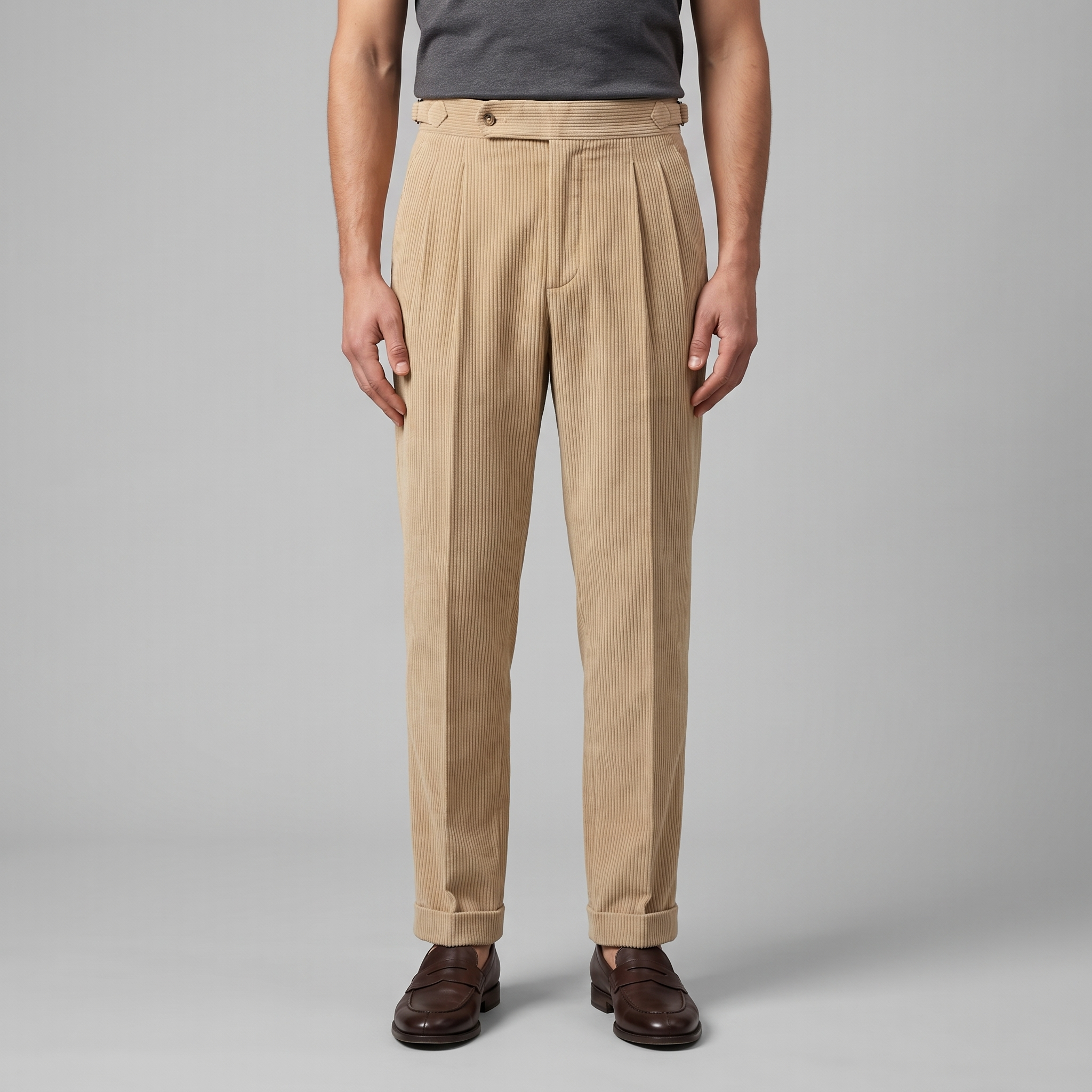 Corduroy Pleated Trousers Men's Classic Formal