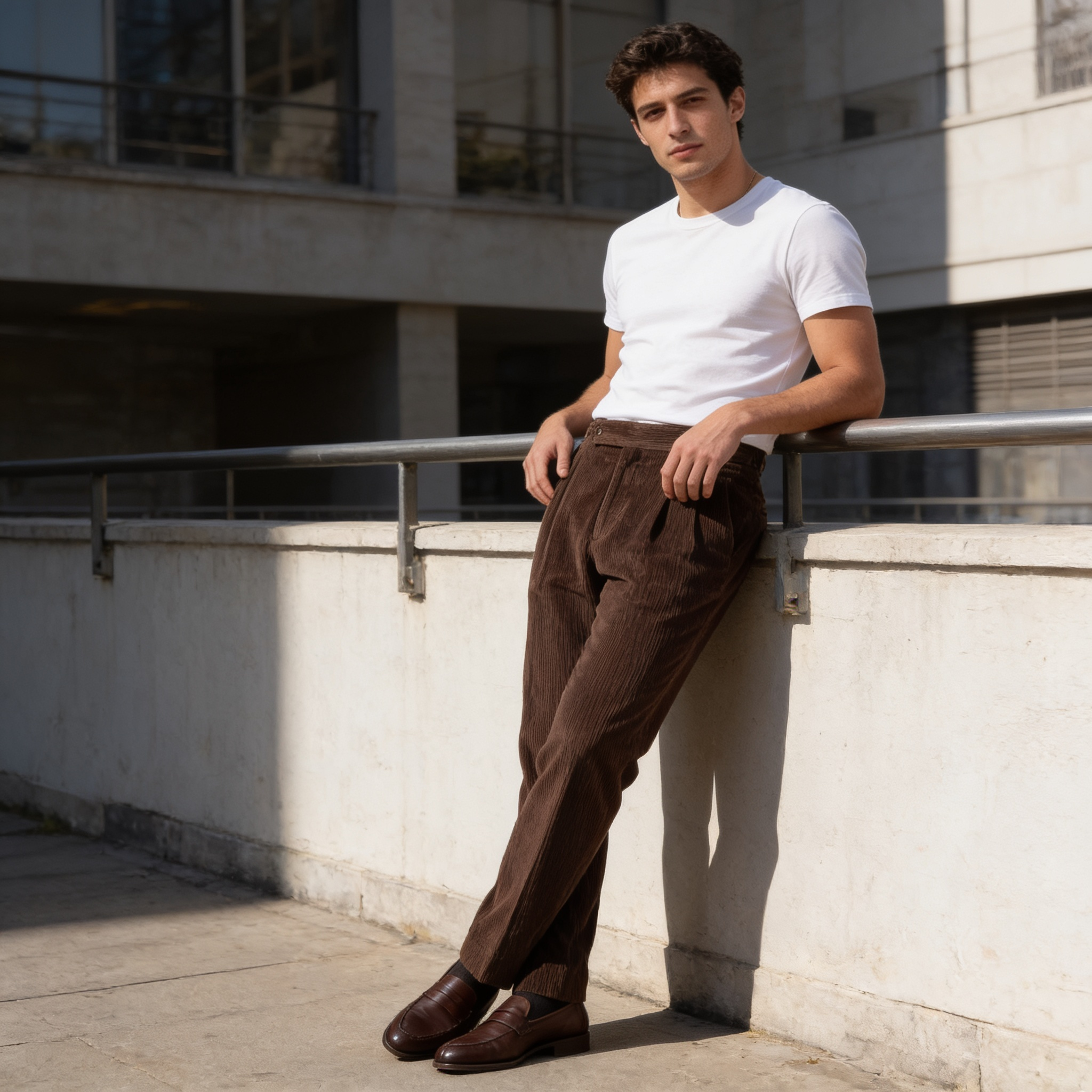 Corduroy Pleated Trousers Men's Classic Formal