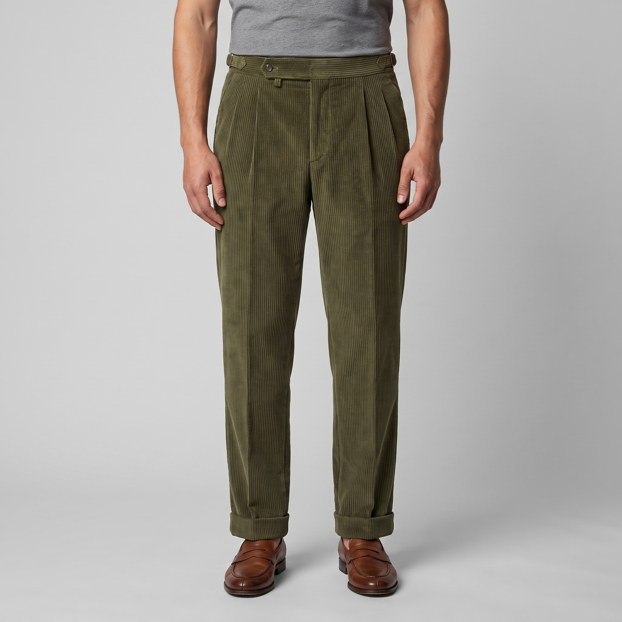 Corduroy Pleated Trousers Men's Classic Formal