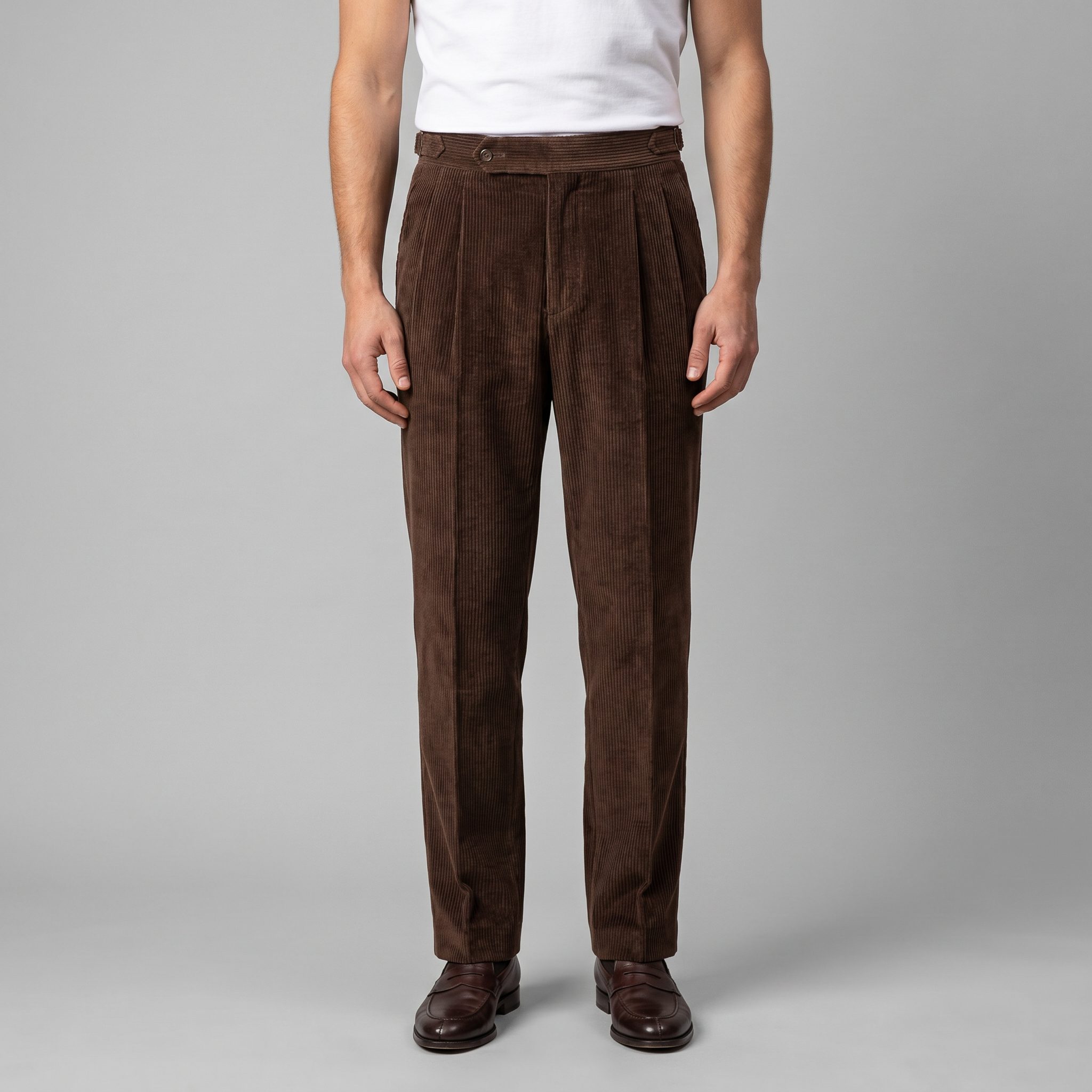 Corduroy Pleated Trousers Men's Tailored Classic Winter