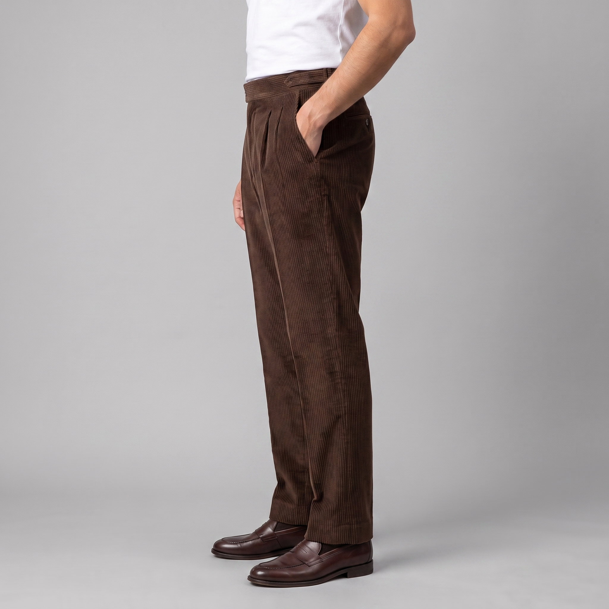 Corduroy Pleated Trousers Men's Tailored Classic Winter