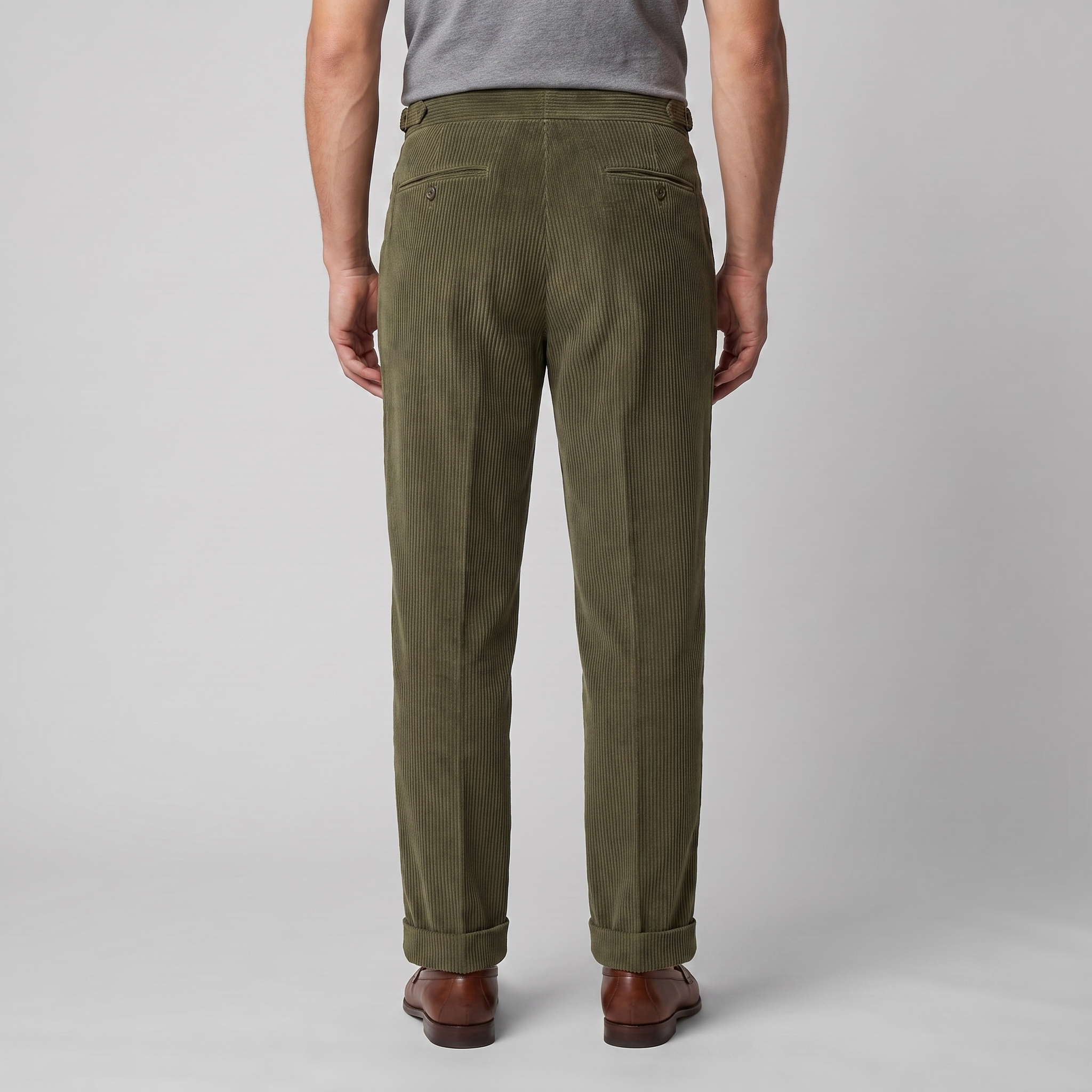 Corduroy Pleated Trousers Men's Tailored Classic Winter