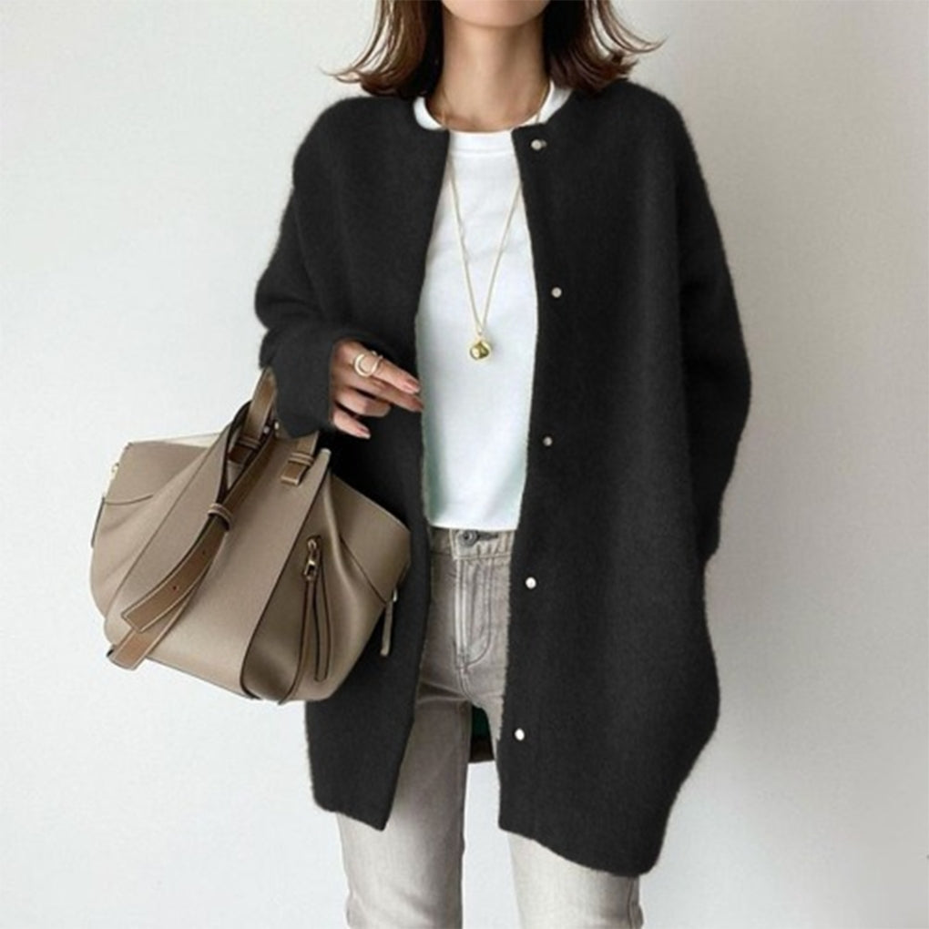 Cardigan for Women with Button Closure, Long Sleeves and Collar