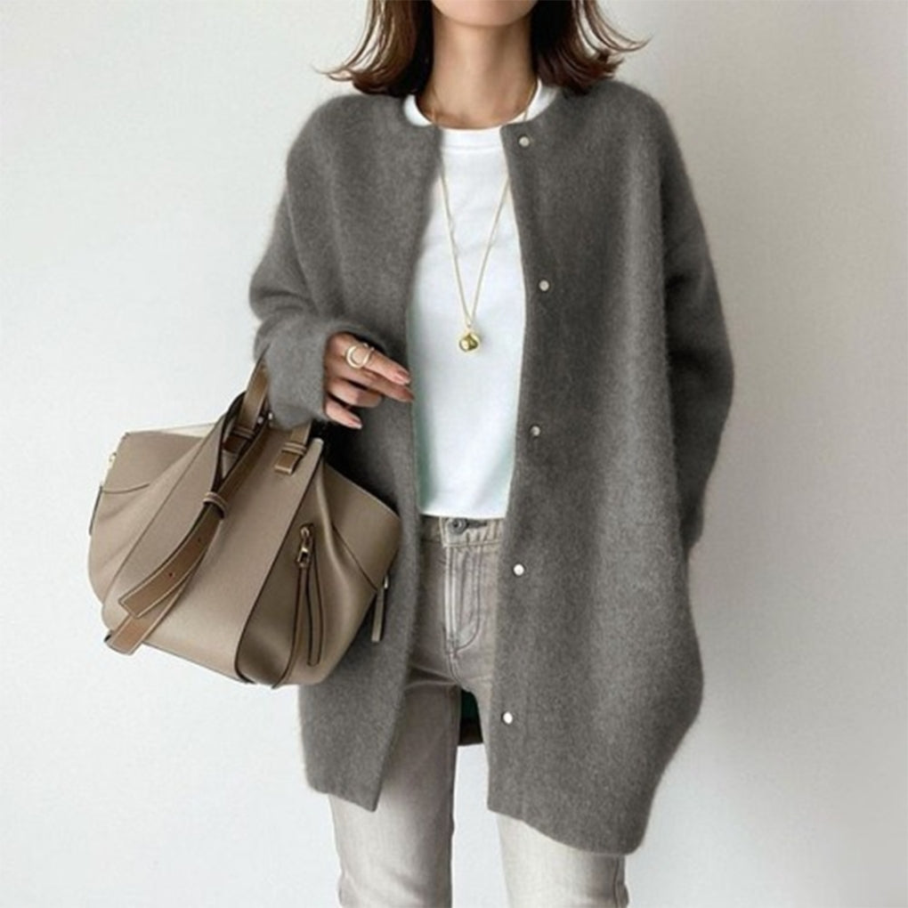 Cardigan for Women with Button Closure, Long Sleeves and Collar