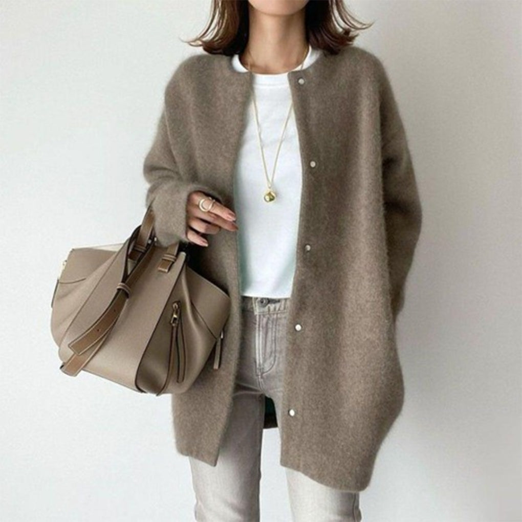 Cardigan for Women with Button Closure, Long Sleeves and Collar