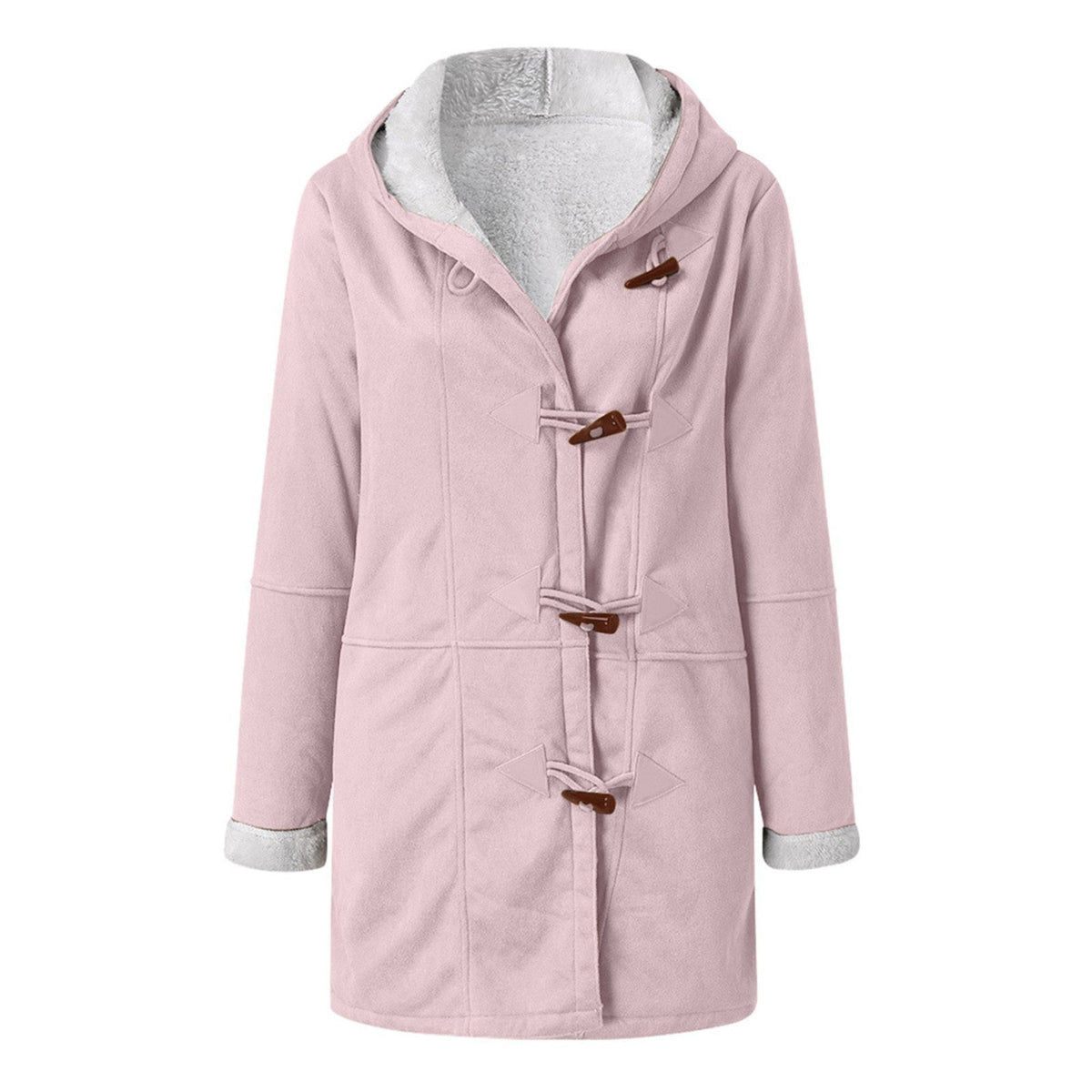 Cozy Ladies Duffle Coat with Hood and Warm Lining for Cold Days