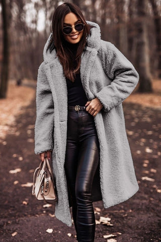 Teddy Coat for Women with Hood and Long Fit