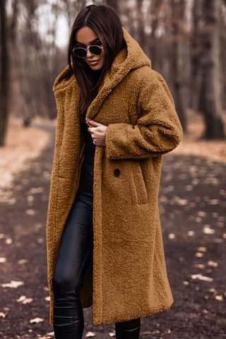 Teddy Coat for Women with Hood and Long Fit