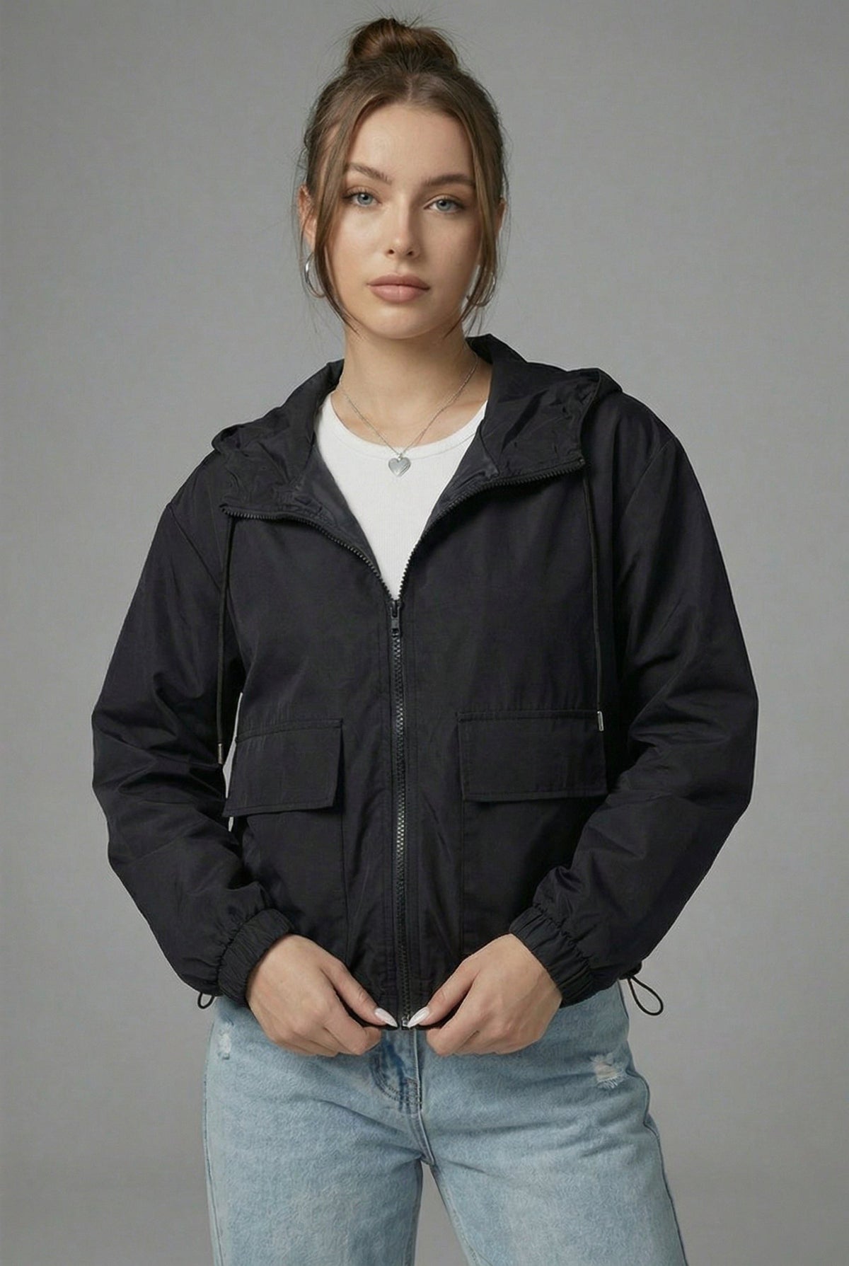 Ladies' Cropped Jacket with Hood