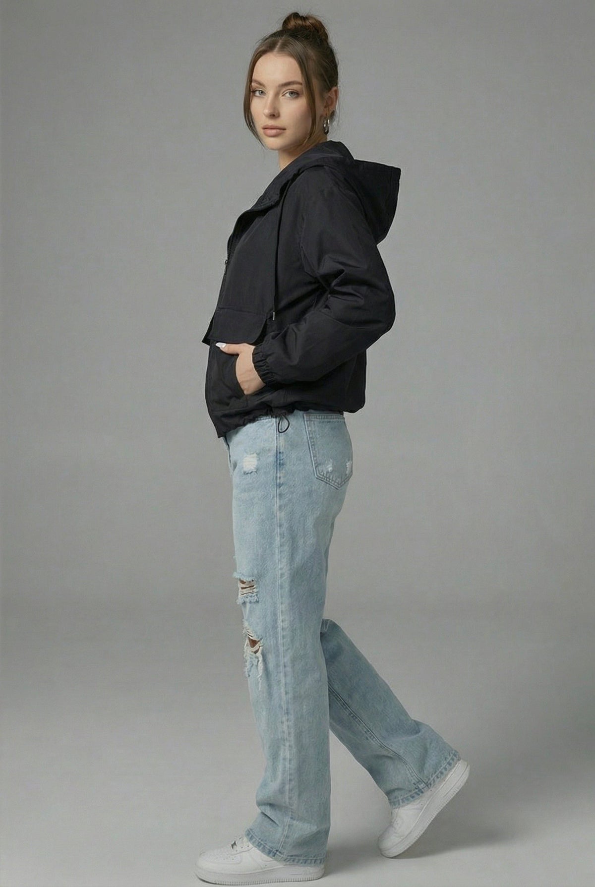 Ladies' Cropped Jacket with Hood