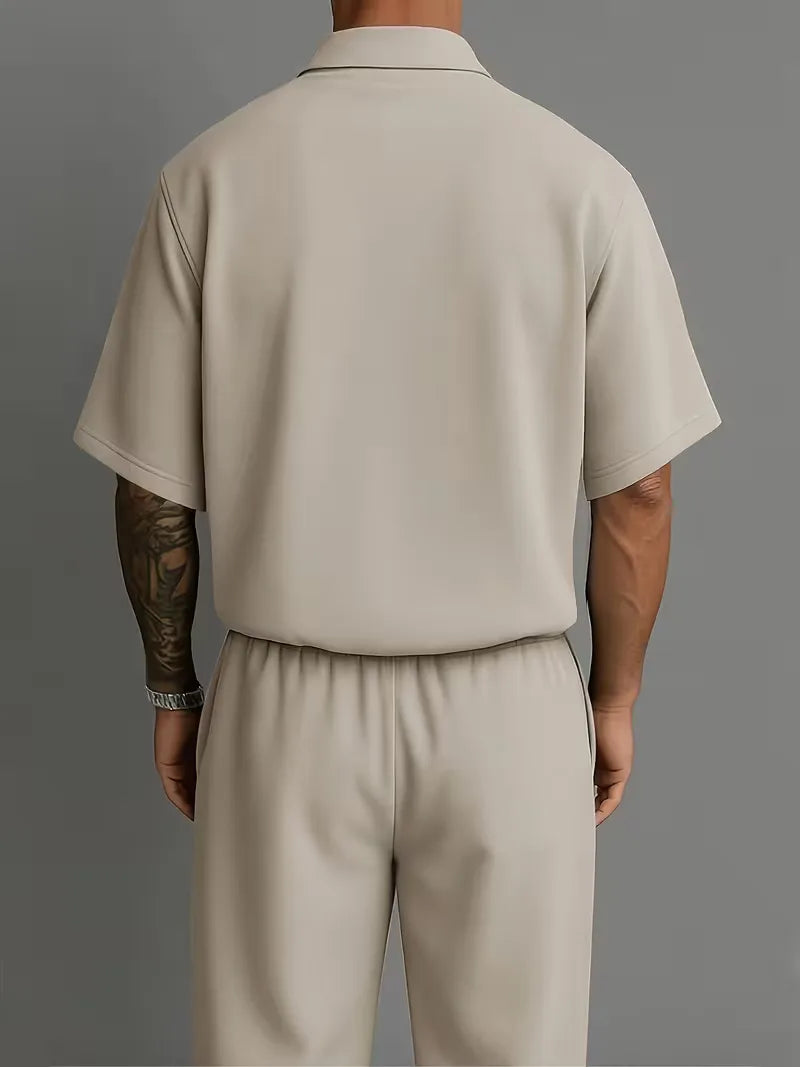 Men's Set with V-Neck and Straight Trousers