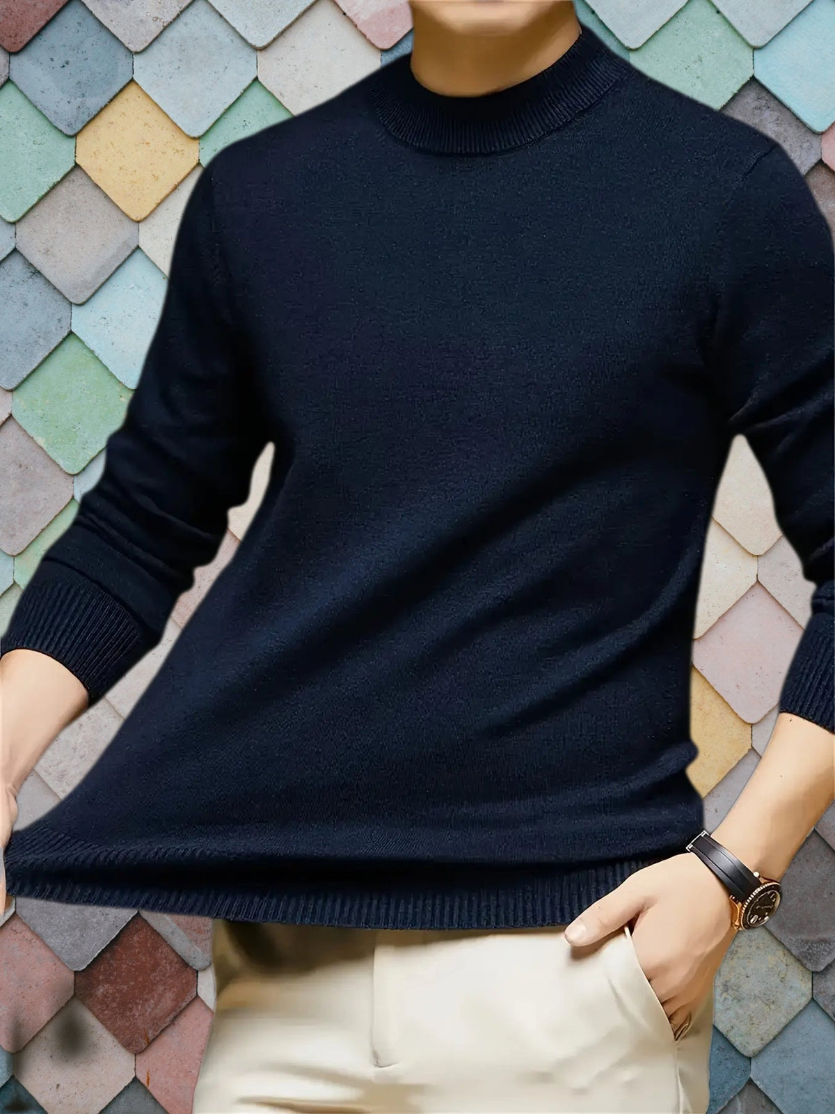Cedric | Comfortable Mock-Neck Knit Sweater