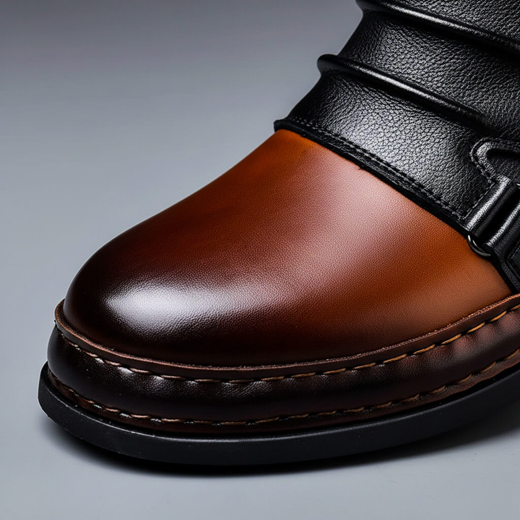 Men's Dual-Color Leather Ankle Boots