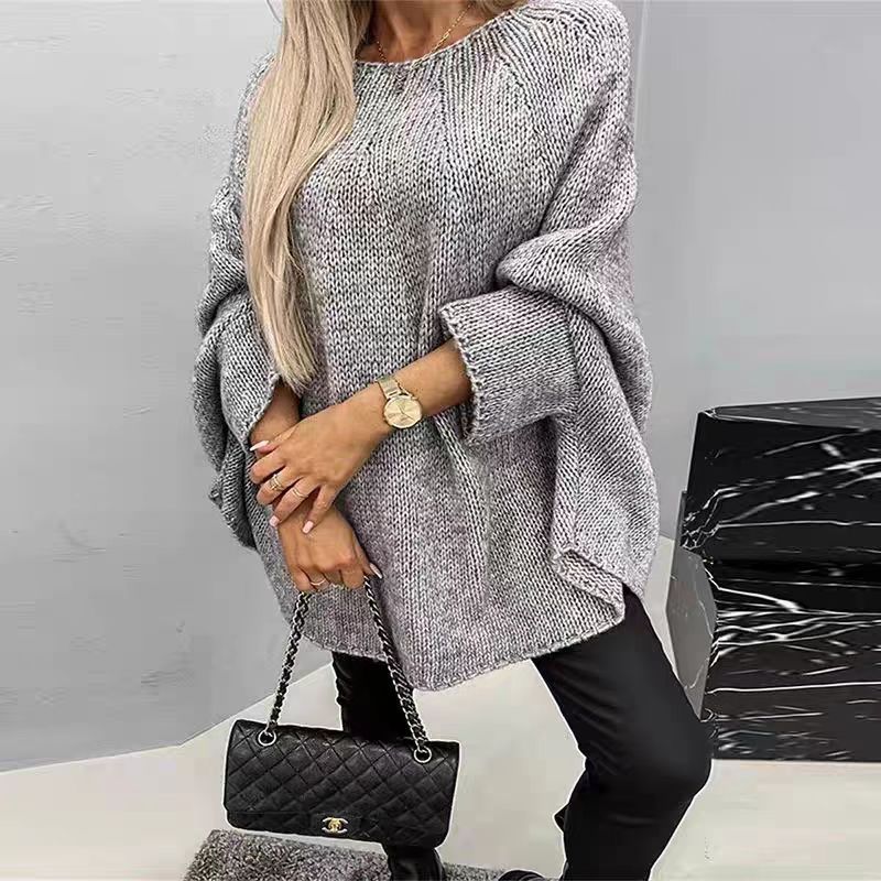 Sara | Women's Oversized Knitted Poncho Jumper with Batwing Sleeves
