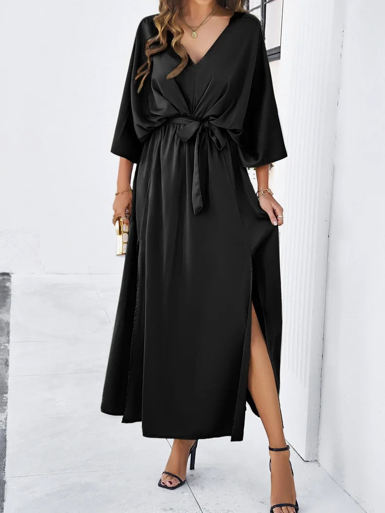Summer Maxi Dress for Women with V-Neck and Loose Fit