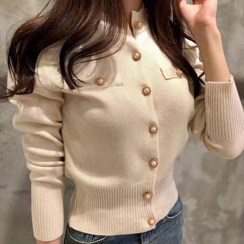Womens Slim Fit Button-Up Cardigan