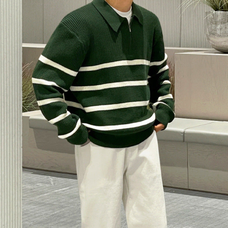 Striped Quarter-Zip Sweater