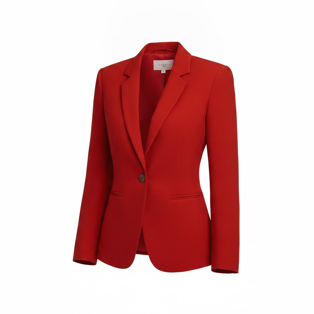 Women's Slim Fit Blazer with Long Sleeves, Notched Lapel, and Single Button Closure