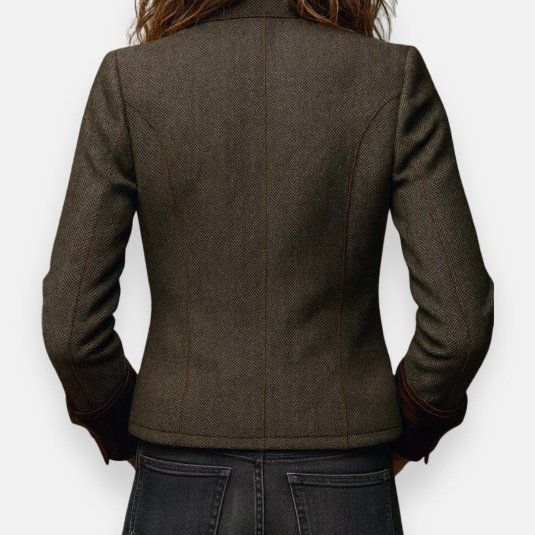 Womens Houndstooth Blazer with Button Closure