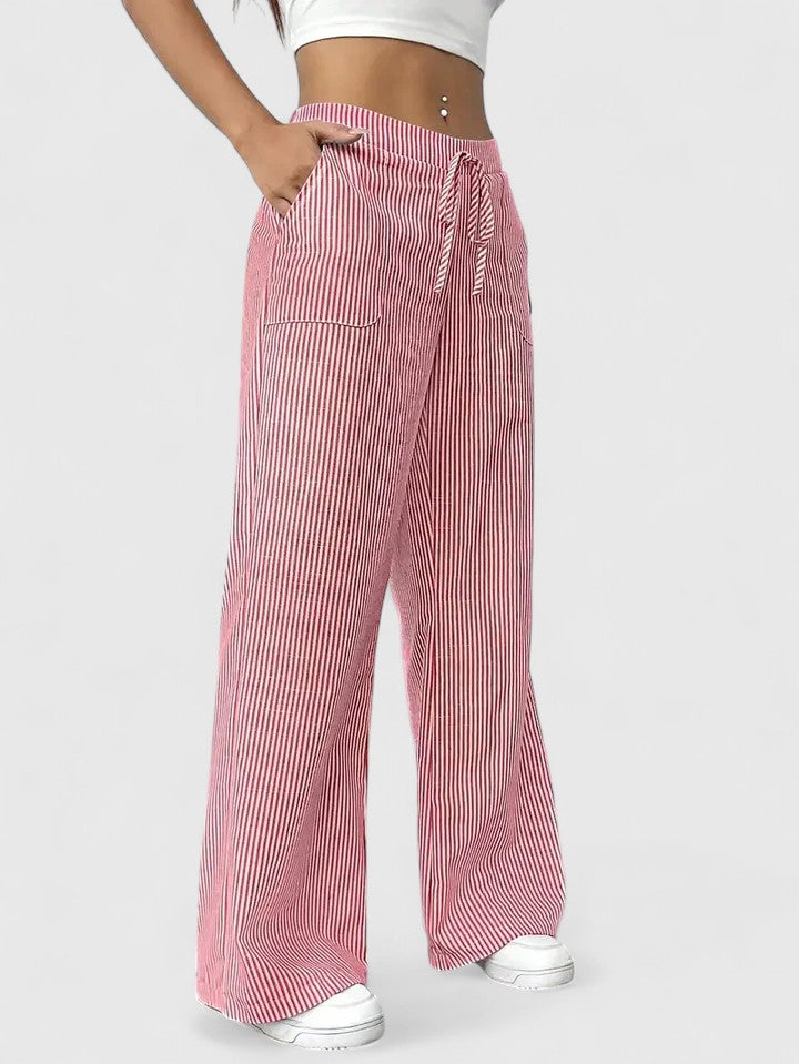 Ladies' Trousers with Elastic Waist and Wide Legs
